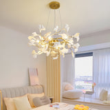 FleurÉtoile Kronleuchter | Französisches Ginkgo-Design | Runde & Lineare Optionen | 6-12 Lichter | Luxuriös für Schlafzimmer