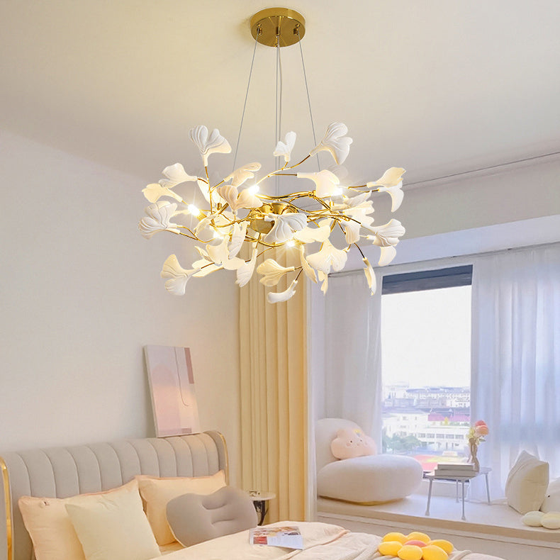 FleurÉtoile Kronleuchter | Französisches Ginkgo-Design | Runde & Lineare Optionen | 6-12 Lichter | Luxuriös für Schlafzimmer