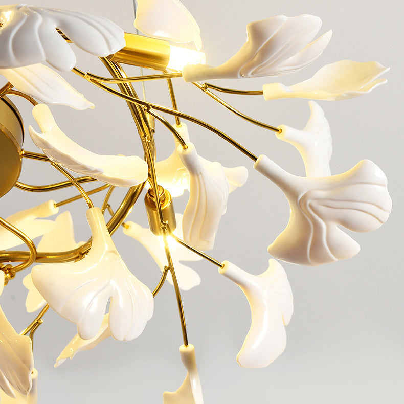 FleurÉtoile Kronleuchter | Französisches Ginkgo-Design | Runde & Lineare Optionen | 6-12 Lichter | Luxuriös für Schlafzimmer