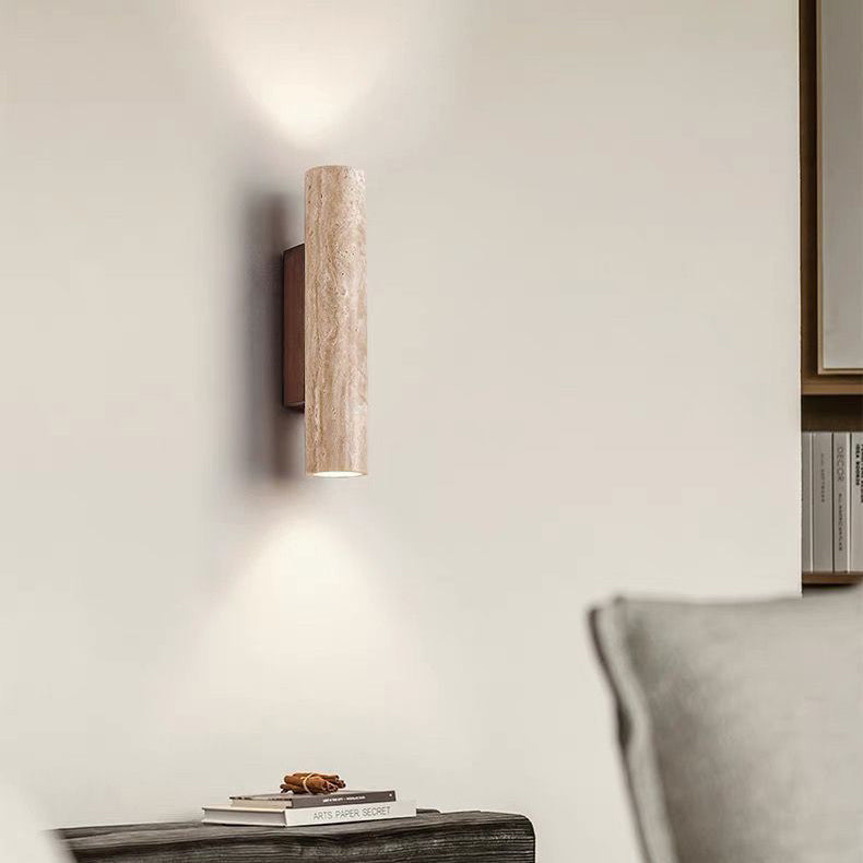 Nordivea Travertin-Wandleuchte | Skandinavisches Design | 2-flammig | Holz & Travertin
