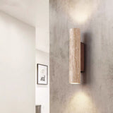 Nordivea Travertin-Wandleuchte | Skandinavisches Design | 2-flammig | Holz & Travertin