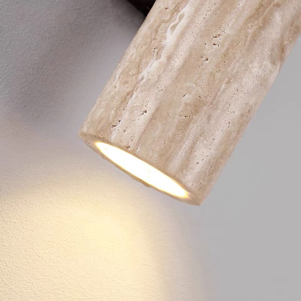 Nordivea Travertin-Wandleuchte | Skandinavisches Design | 2-flammig | Holz & Travertin