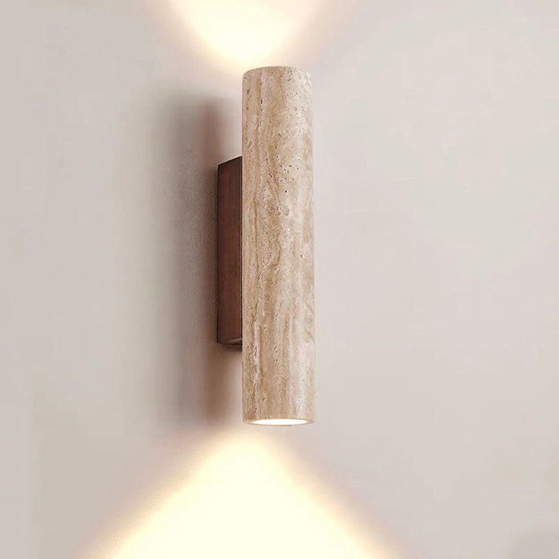 Nordivea Travertin-Wandleuchte | Skandinavisches Design | 2-flammig | Holz & Travertin