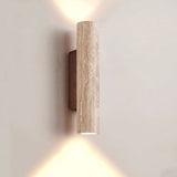 Nordivea Travertin-Wandleuchte | Skandinavisches Design | 2-flammig | Holz & Travertin