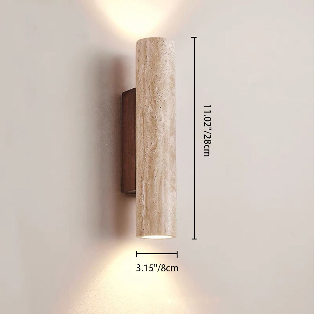 Nordivea Travertin-Wandleuchte | Skandinavisches Design | 2-flammig | Holz & Travertin