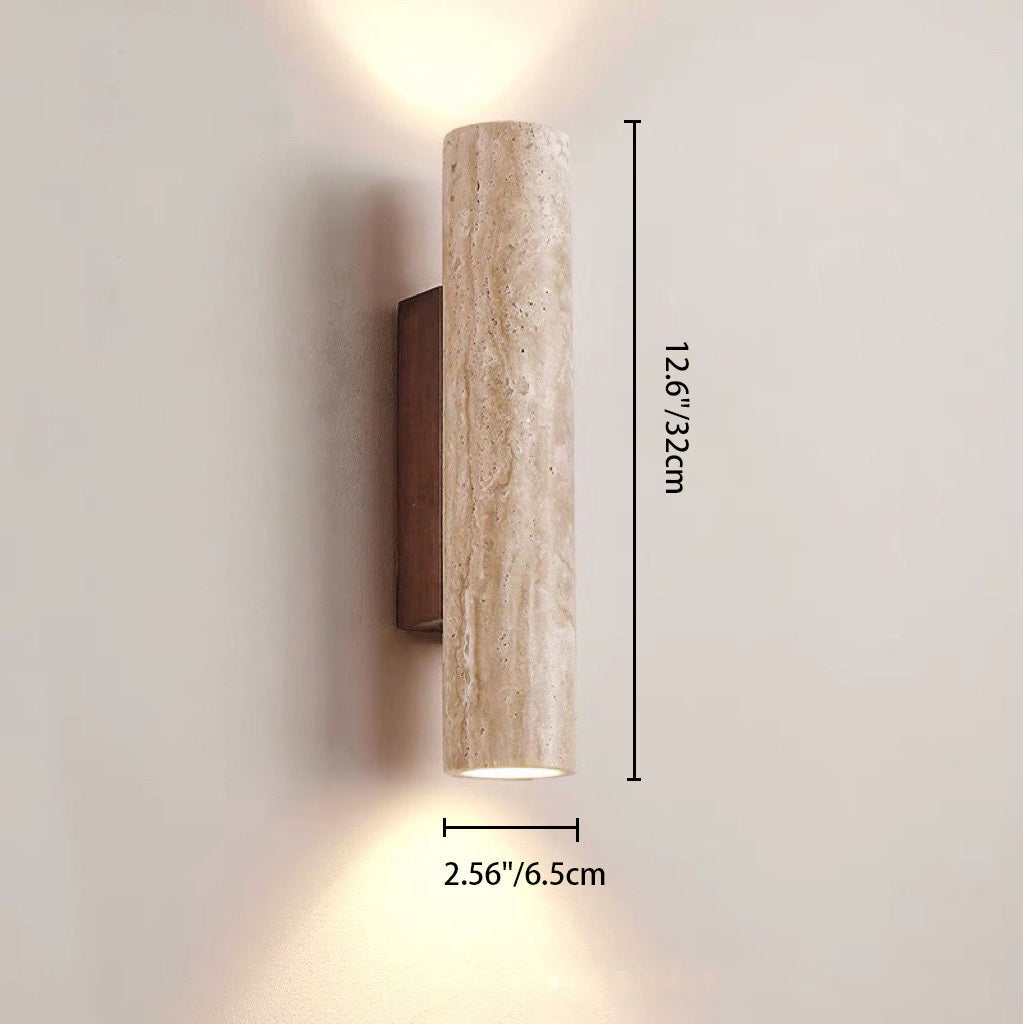Nordivea Travertin-Wandleuchte | Skandinavisches Design | 2-flammig | Holz & Travertin