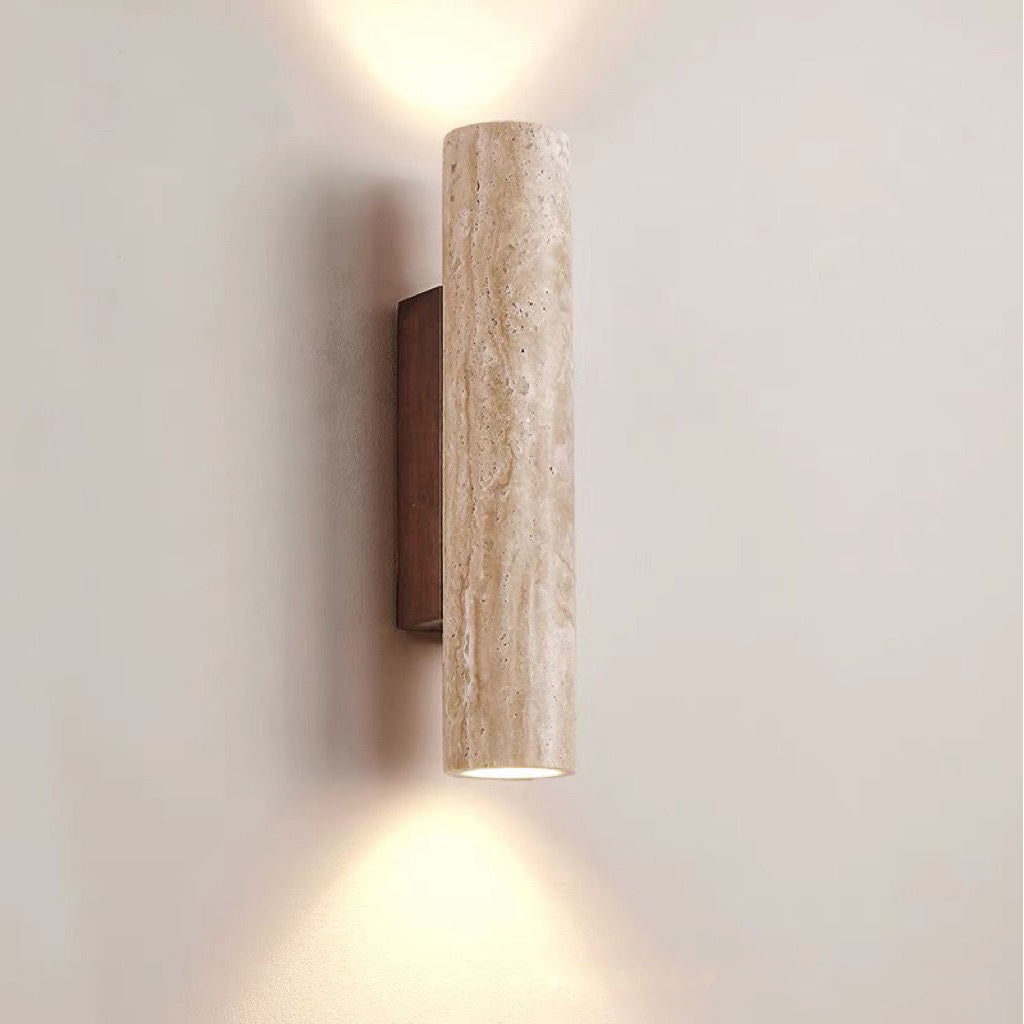 Nordivea Travertin-Wandleuchte | Skandinavisches Design | 2-flammig | Holz & Travertin