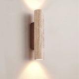 Nordivea Travertin-Wandleuchte | Skandinavisches Design | 2-flammig | Holz & Travertin