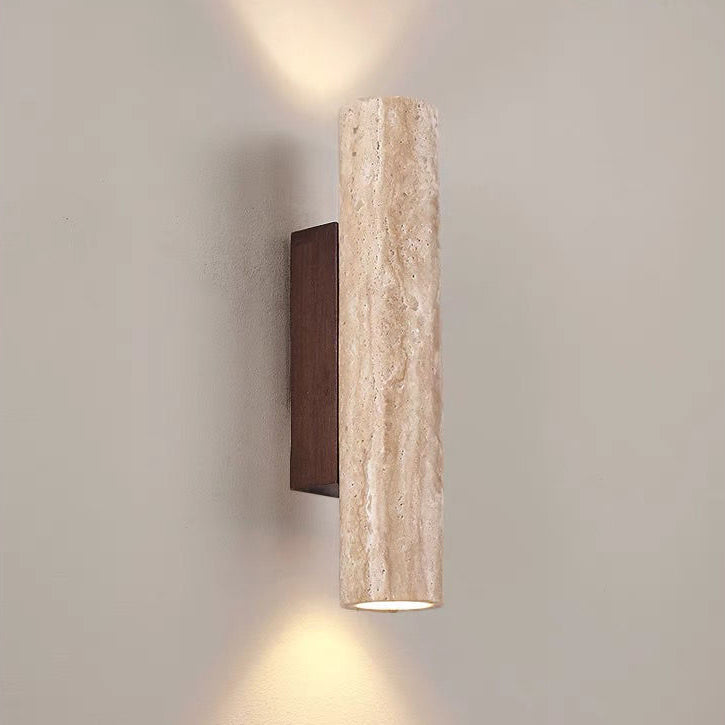 Nordivea Travertin-Wandleuchte | Skandinavisches Design | 2-flammig | Holz & Travertin