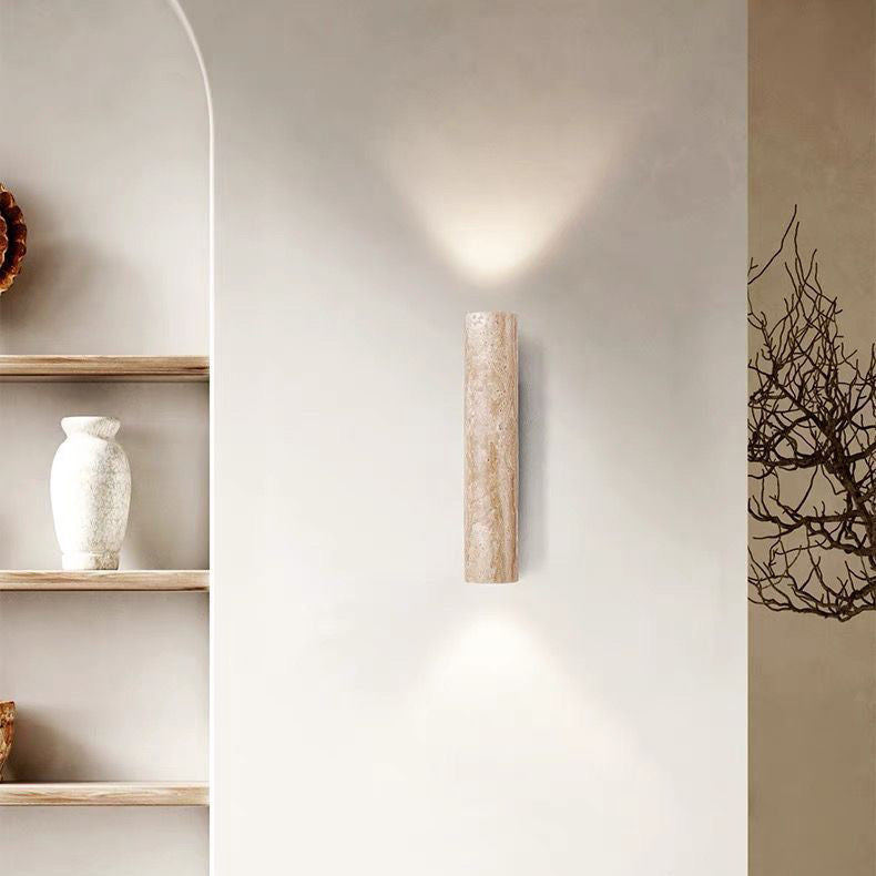 Nordivea Travertin-Wandleuchte | Skandinavisches Design | 2-flammig | Holz & Travertin
