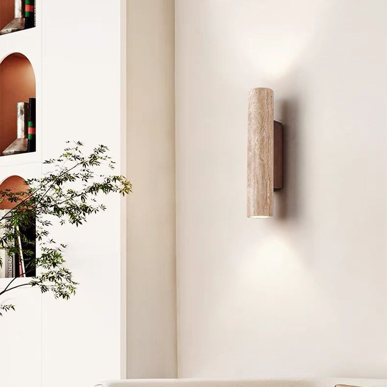 Nordivea Travertin-Wandleuchte | Skandinavisches Design | 2-flammig | Holz & Travertin