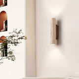 Nordivea Travertin-Wandleuchte | Skandinavisches Design | 2-flammig | Holz & Travertin