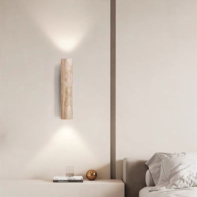 Nordivea Travertin-Wandleuchte | Skandinavisches Design | 2-flammig | Holz & Travertin