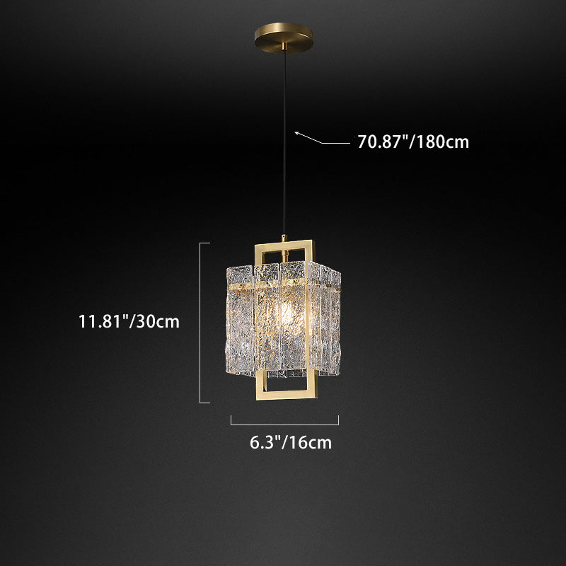 Brillavo Rechteckige Glas-Pendelleuchte | Luxuriöses Messingdesign | Wohnzimmerbeleuchtung | Moderner Stil