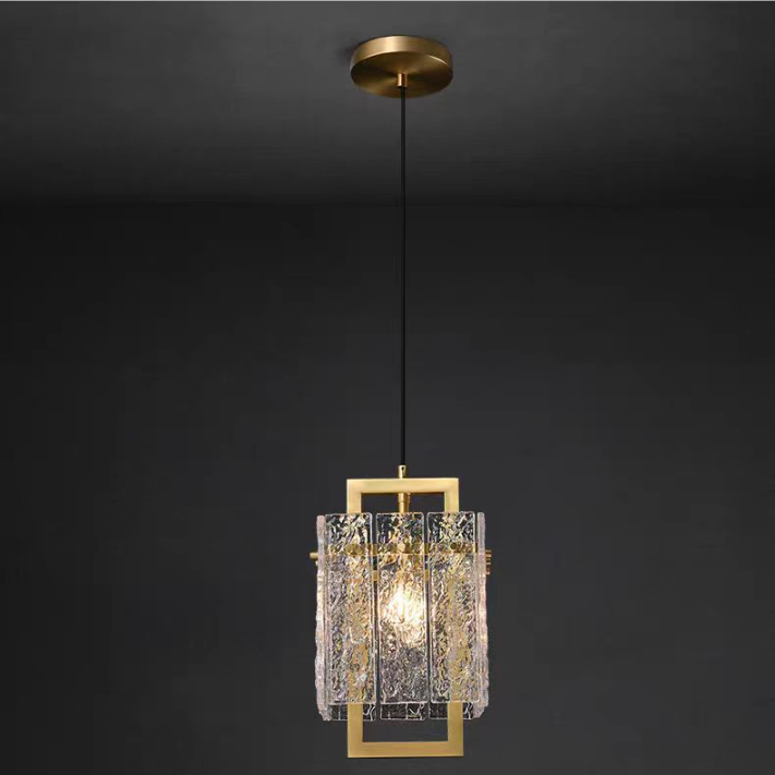 Brillavo Rechteckige Glas-Pendelleuchte | Luxuriöses Messingdesign | Wohnzimmerbeleuchtung | Moderner Stil