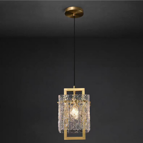 Brillavo Rechteckige Glas-Pendelleuchte | Luxuriöses Messingdesign | Wohnzimmerbeleuchtung | Moderner Stil