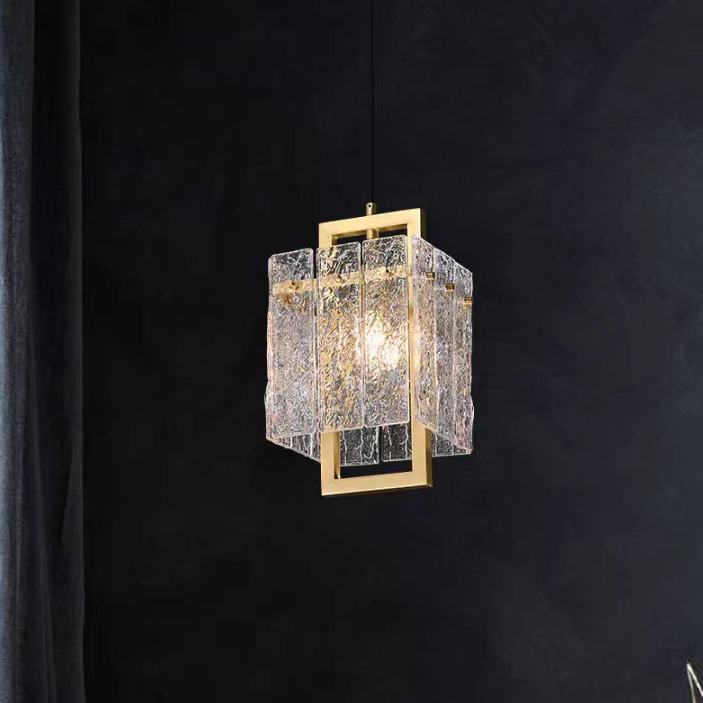 Brillavo Rechteckige Glas-Pendelleuchte | Luxuriöses Messingdesign | Wohnzimmerbeleuchtung | Moderner Stil