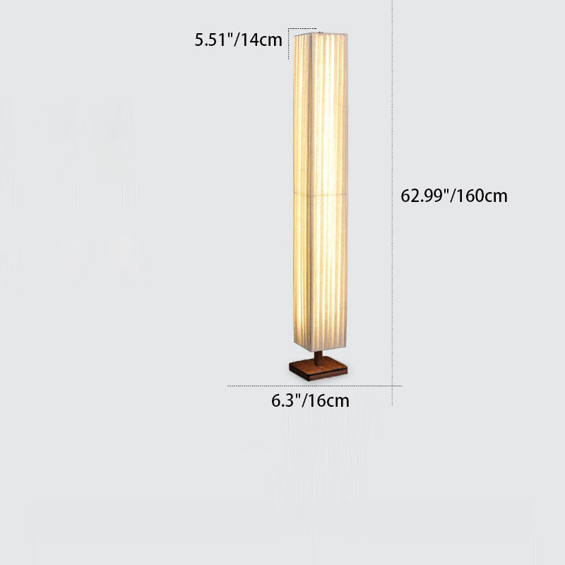 Lumura Japanische LED Stehlampe | Rechteckige Walnusssäule | Stoffschirm | Warmes Licht für Wohnzimmer