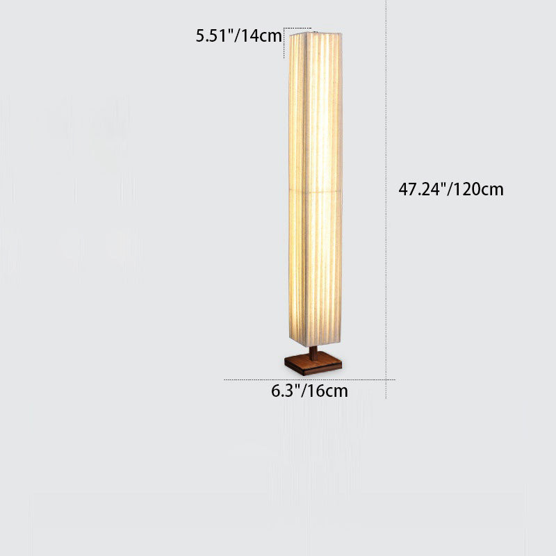 Lumura Japanische LED Stehlampe | Rechteckige Walnusssäule | Stoffschirm | Warmes Licht für Wohnzimmer