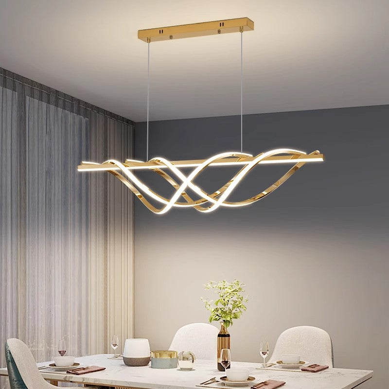 LumeArt Deco LED Kronleuchter | Aluminium Silica Design | Geometrisches Insellicht | Esszimmer & Wohnzimmer