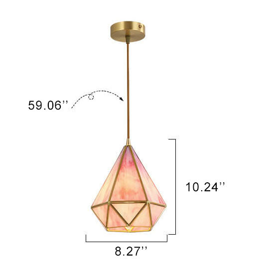 DiamantaGlow Pendelleuchte | Diamantförmiges Glas mit Wasserstruktur | 1-flammige Hängeleuchte | Elegantes & Modernes Design