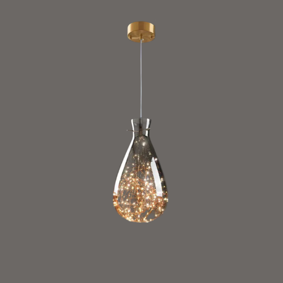 StarLuxe Moderne Graue Glas-Sternenhimmel Pendelleuchte | Dimmbar | Elegante Beleuchtung für Wohn- und Esszimmer
