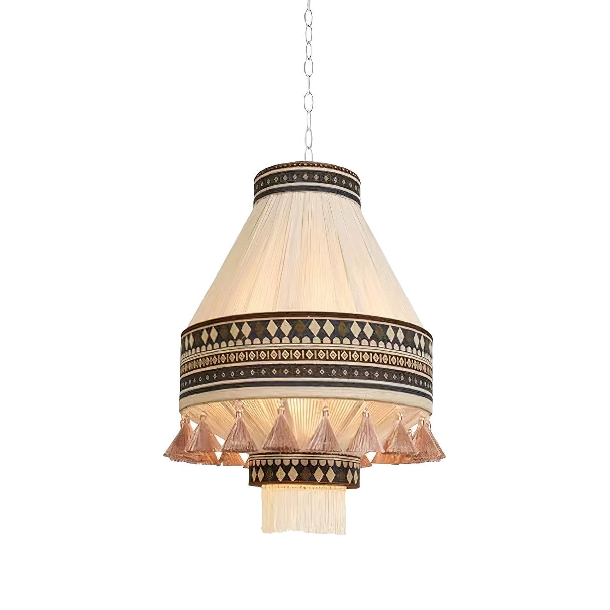 FringeLuxe Bohemian Pendelleuchte | Handgefertigte Quastenlampe | Warmes Ambiente | Stilvolle Beleuchtung
