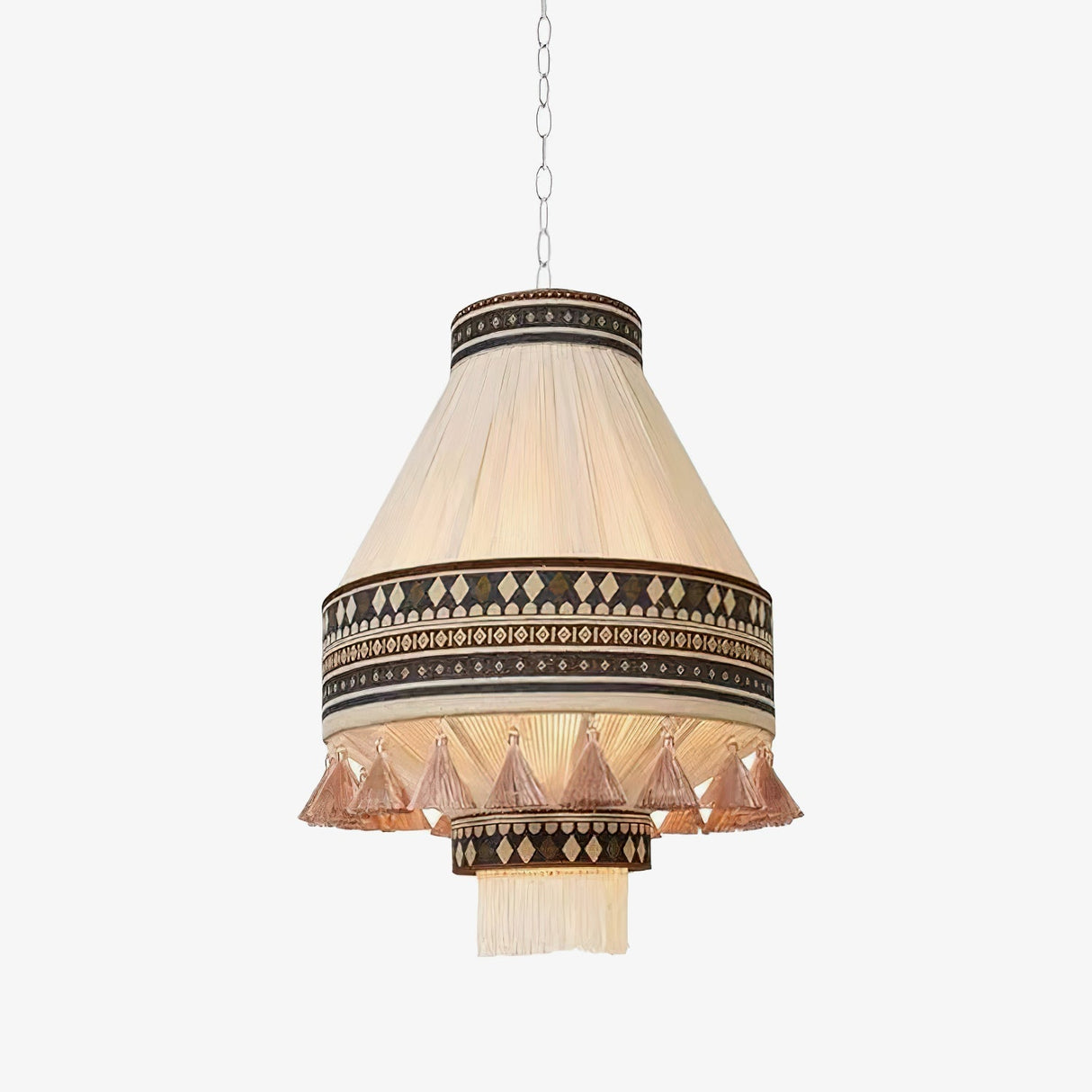 FringeLuxe Bohemian Pendelleuchte | Handgefertigte Quastenlampe | Warmes Ambiente | Stilvolle Beleuchtung
