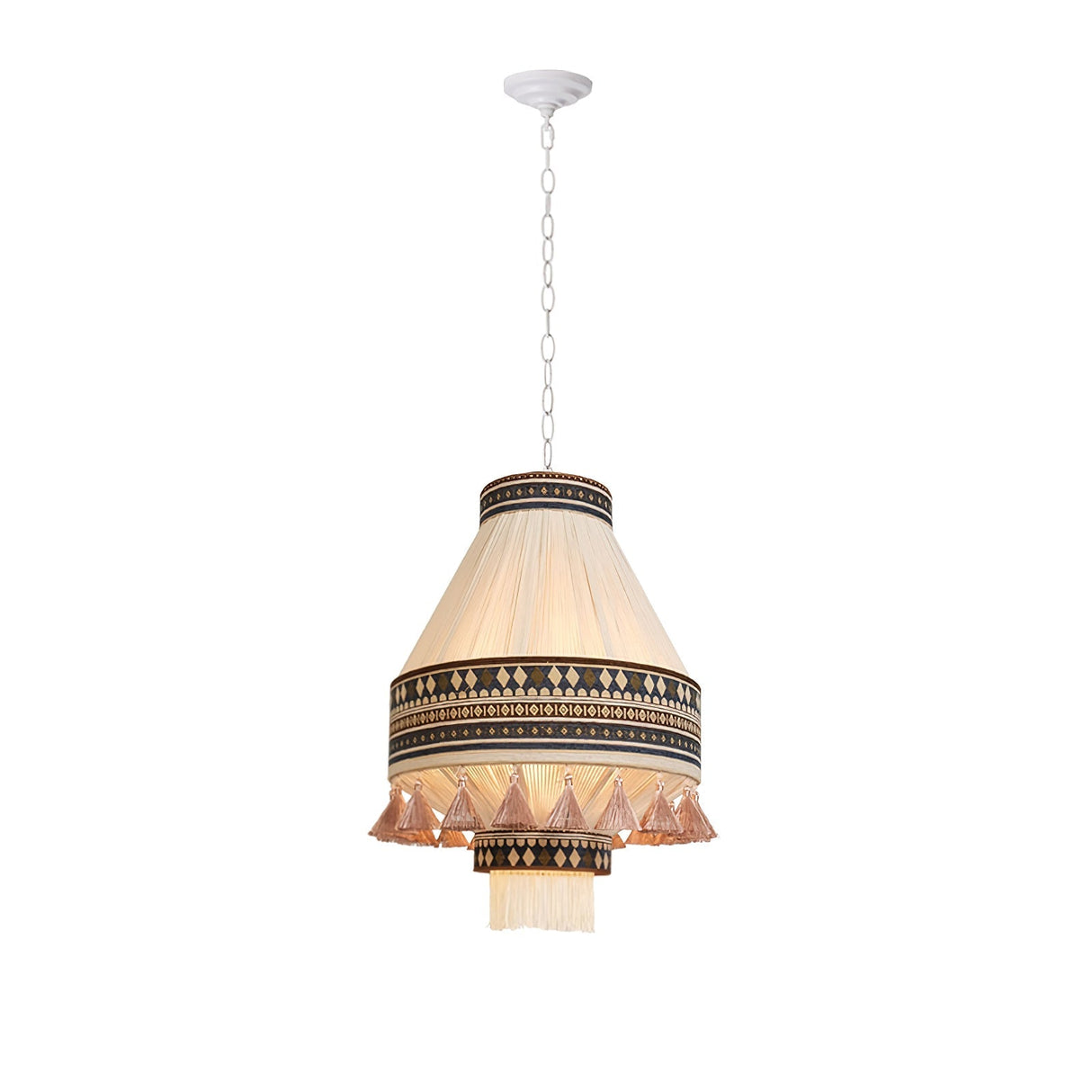 FringeLuxe Bohemian Pendelleuchte | Handgefertigte Quastenlampe | Warmes Ambiente | Stilvolle Beleuchtung
