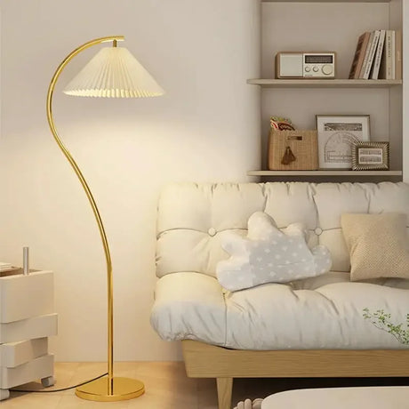 LumoSilk Moderne LED-Stoff-Stehleuchte | Stilvolle Beleuchtung | Dimmbar | Dekoratives Design für Wohnzimmer