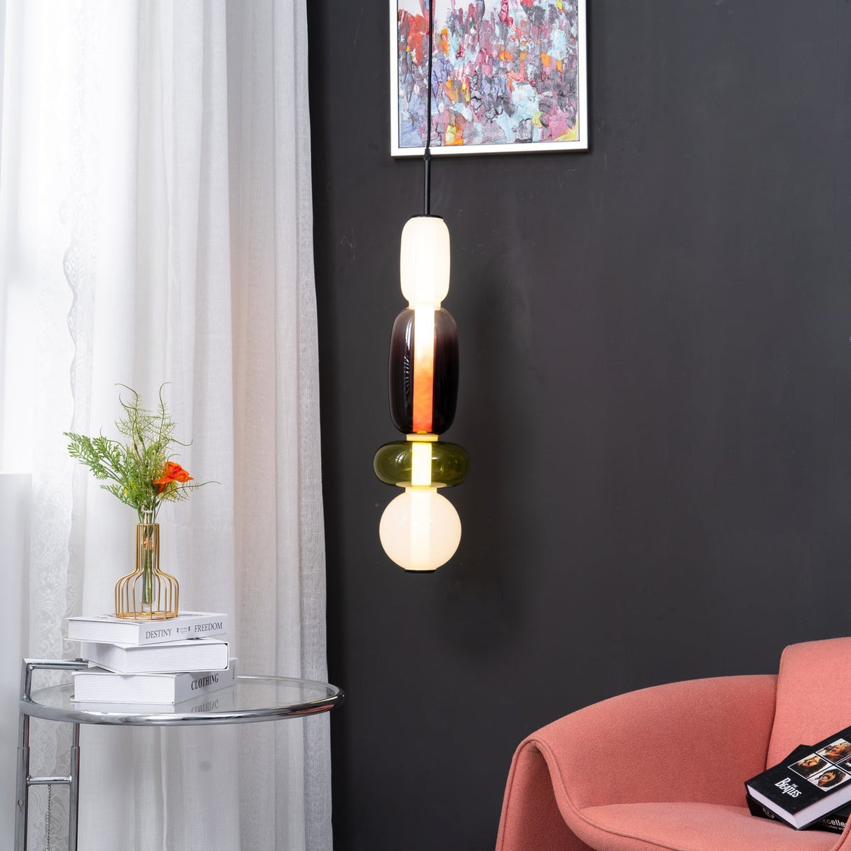 CrystalGlaze Pendelleuchte aus kandiertem Glas | Elegantes Lichtdesign | Dimmbar | Perfekt für Esszimmer & Wohnzimmer