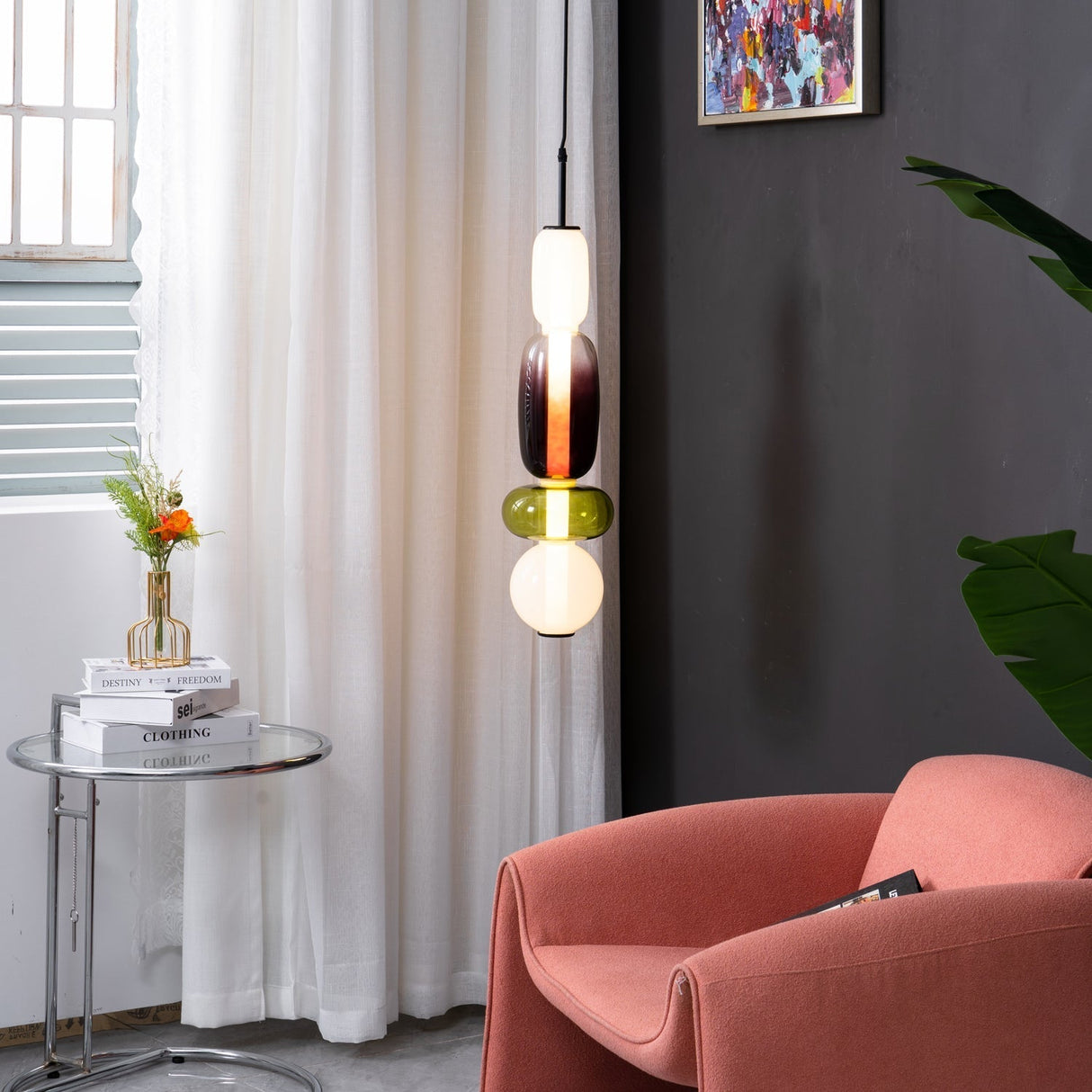CrystalGlaze Pendelleuchte aus kandiertem Glas | Elegantes Lichtdesign | Dimmbar | Perfekt für Esszimmer & Wohnzimmer