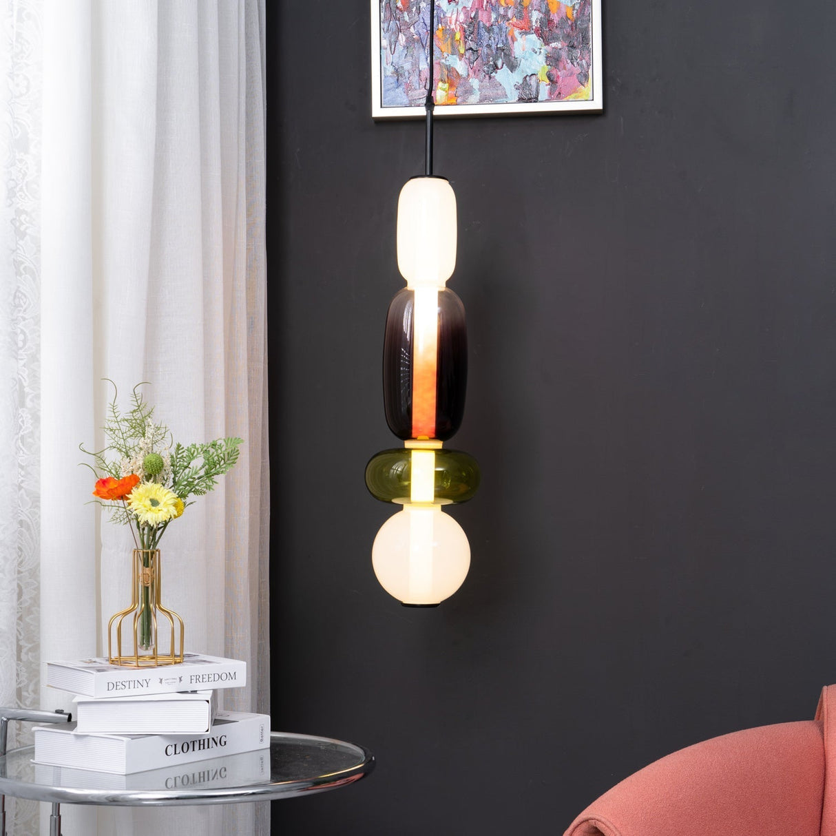 CrystalGlaze Pendelleuchte aus kandiertem Glas | Elegantes Lichtdesign | Dimmbar | Perfekt für Esszimmer & Wohnzimmer