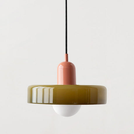 BauArt Pendelleuchte aus farbigem Glas | Elegante Hängeleuchte im Bauhaus-Stil | Designlampe für Wohnzimmer & Esszimmer
