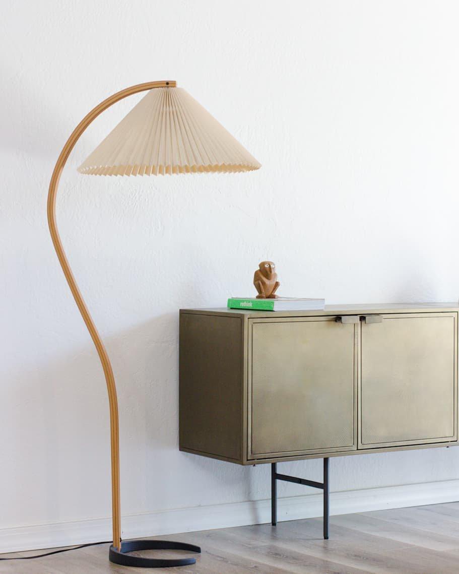 LunaArch Stehleuchte im Caprani Design | LED Beleuchtung | Modernes Holz-Look | Elegante Wohnraum-Deko