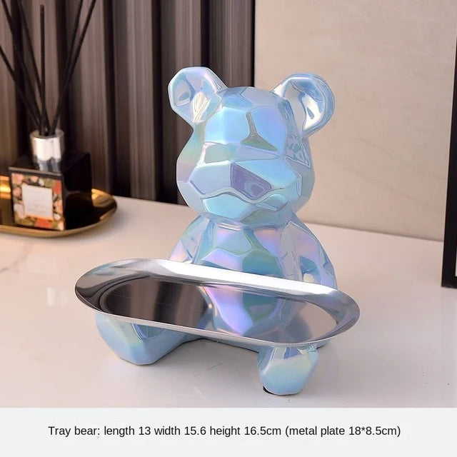 GoldenBear Keramik-Spardose | Vergoldete Bärenfigur mit Ablagefach | Schreibtischdekoration & Organisation