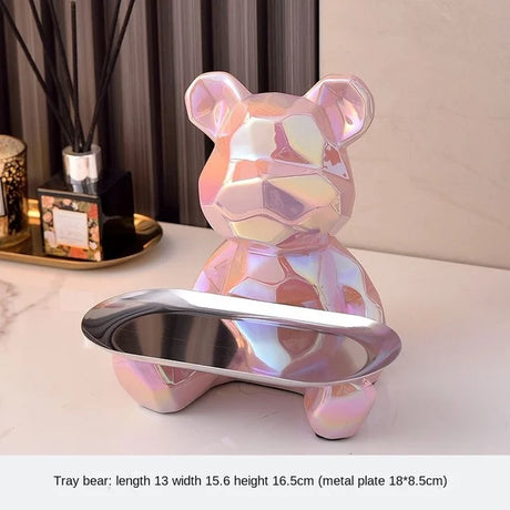 GoldenBear Keramik-Spardose | Vergoldete Bärenfigur mit Ablagefach | Schreibtischdekoration & Organisation