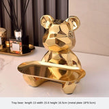 GoldenBear Keramik-Spardose | Vergoldete Bärenfigur mit Ablagefach | Schreibtischdekoration & Organisation