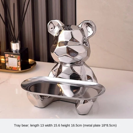 GoldenBear Keramik-Spardose | Vergoldete Bärenfigur mit Ablagefach | Schreibtischdekoration & Organisation