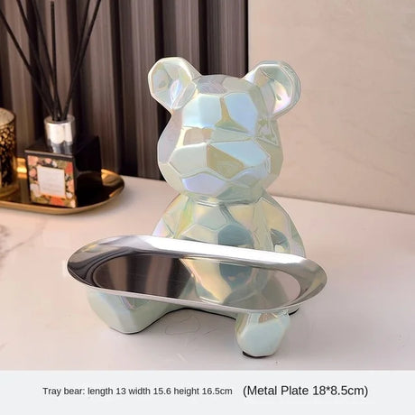 GoldenBear Keramik-Spardose | Vergoldete Bärenfigur mit Ablagefach | Schreibtischdekoration & Organisation