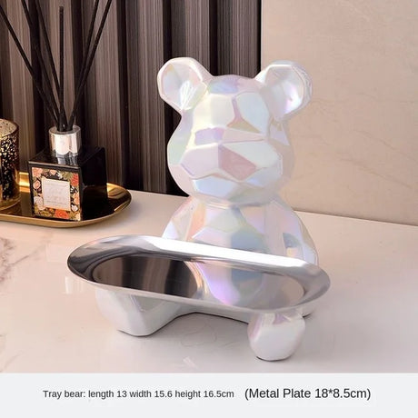 GoldenBear Keramik-Spardose | Vergoldete Bärenfigur mit Ablagefach | Schreibtischdekoration & Organisation