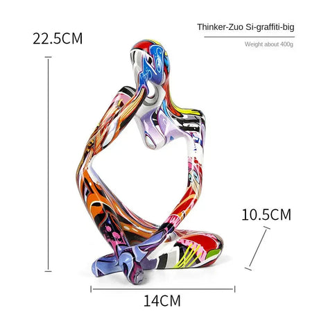 ArtMuse Graffiti Harz Skulptur | Abstrakte Kunstfigur | Denker Statue | Deko für Zuhause & Büro