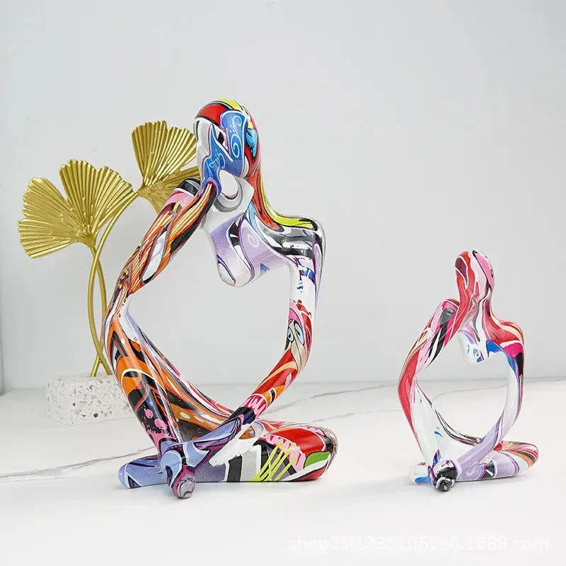 ArtMuse Graffiti Harz Skulptur | Abstrakte Kunstfigur | Denker Statue | Deko für Zuhause & Büro