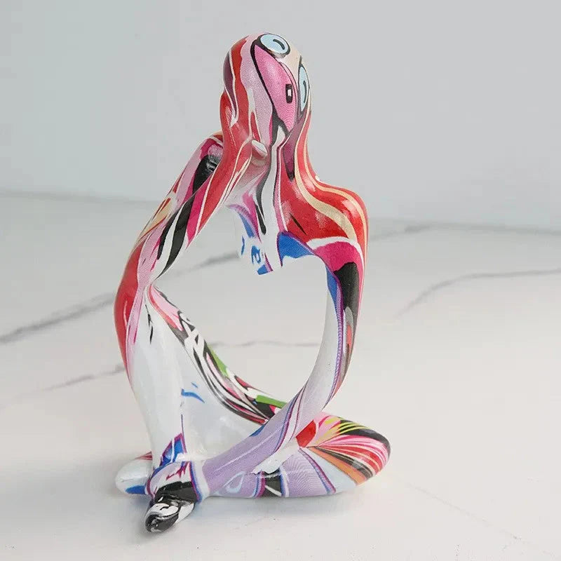 ArtMuse Graffiti Harz Skulptur | Abstrakte Kunstfigur | Denker Statue | Deko für Zuhause & Büro