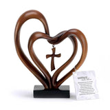 EternalBond Herz-Kreuz Tischdekoration | Symbolische Deko für Hochzeit & Zuhause | In Braun & Silber erhältlich