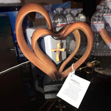 EternalBond Herz-Kreuz Tischdekoration | Symbolische Deko für Hochzeit & Zuhause | In Braun & Silber erhältlich