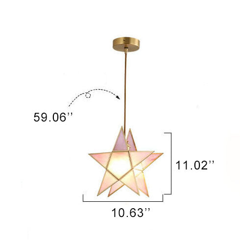 LumoStar Pendelleuchte | Glas mit Wasserstruktur | 1-flammige Sternförmige Hängeleuchte | Modern & Farbig