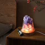 PureAura Kristallleuchte | Himalaya Salzlampe mit Öl-Diffusor | Nachtlicht & Luftreinigung