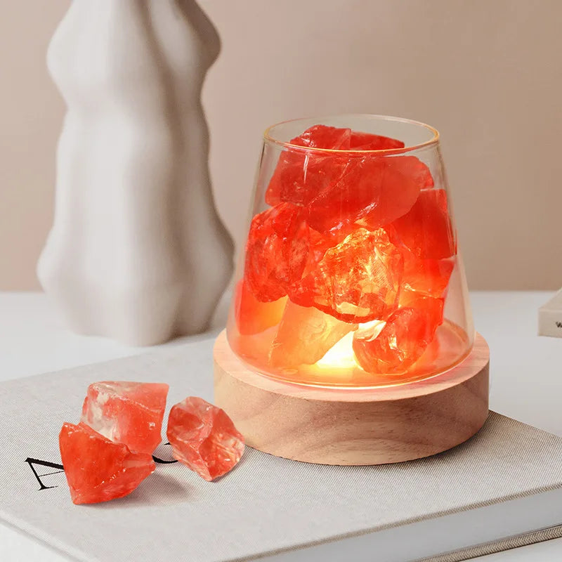 PureAura Kristallleuchte | Himalaya Salzlampe mit Öl-Diffusor | Nachtlicht & Luftreinigung