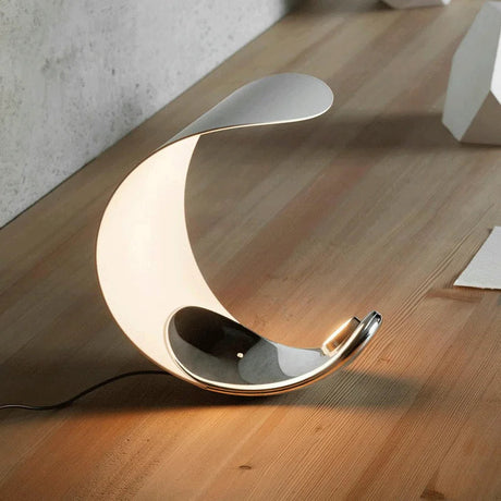 LunarisGleam Halbmond LED Tischlampe | Dimmbare Leselampe | Stimmungslicht | Elegante Wohnkultur